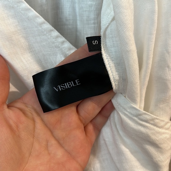 NWT Visible Art White Linen Short Sleeve Maxi Dress - Picture 5 of 8